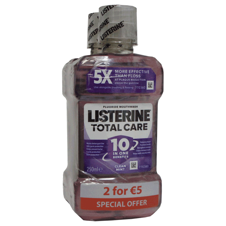 Listerine Bain de Bouche Menthe Fraîche Lot de 2 x 250 ml