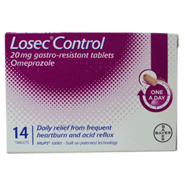 Losec 20mg tablets x 14 for reflux and acid indigestion