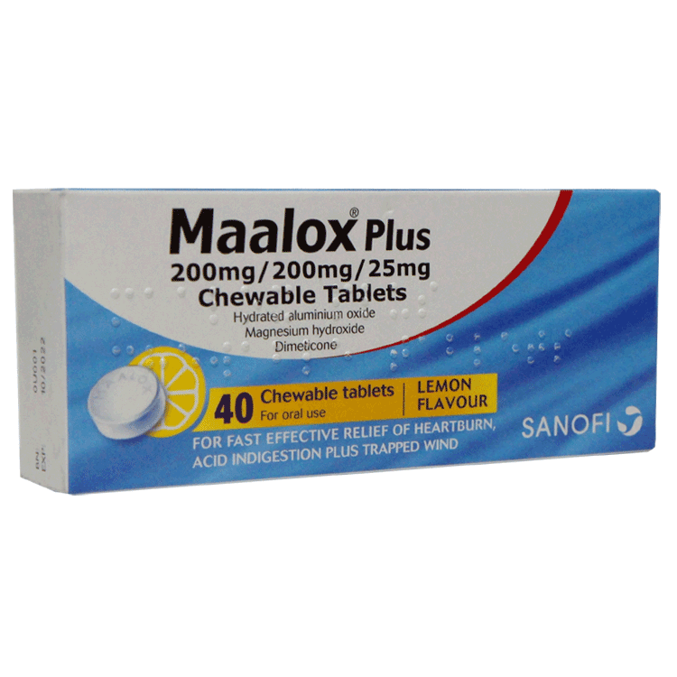 Maalox Plus Tablets x 40 for Indigestion / Heartburn