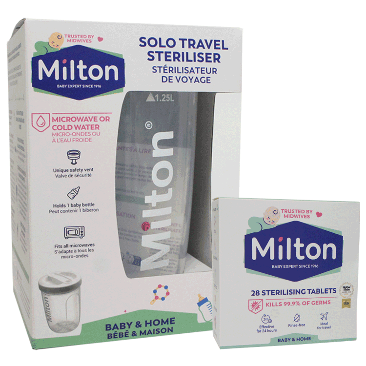Stérilisateur de voyage Milton Solo avec ou sans comprimés Milton x 28