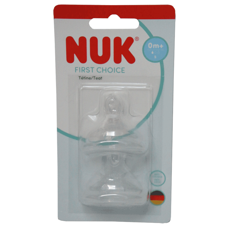 NUK First Choice Feeding Bottle 0 to 6 months 150ml with Spare NUK Teats x 2 or Spout