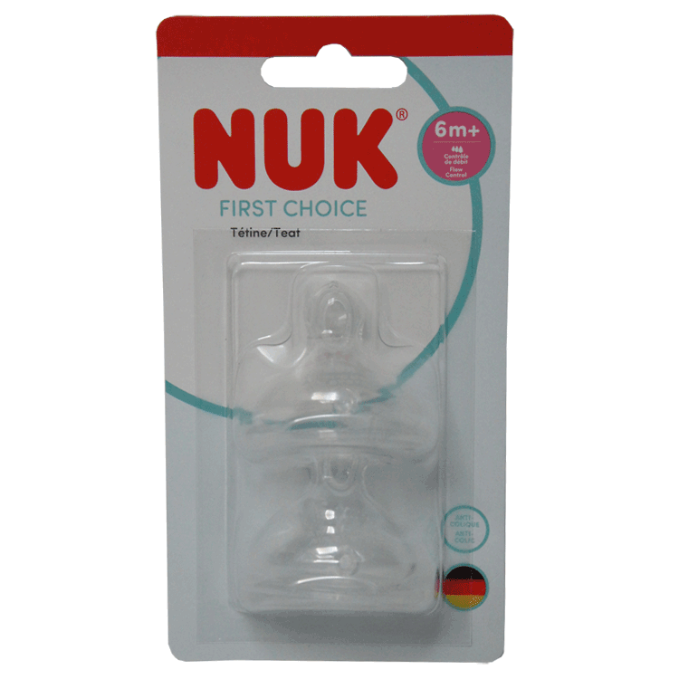 NUK First Choice Feeding Bottle 0 to 6 months 150ml with Spare NUK Teats x 2 or Spout