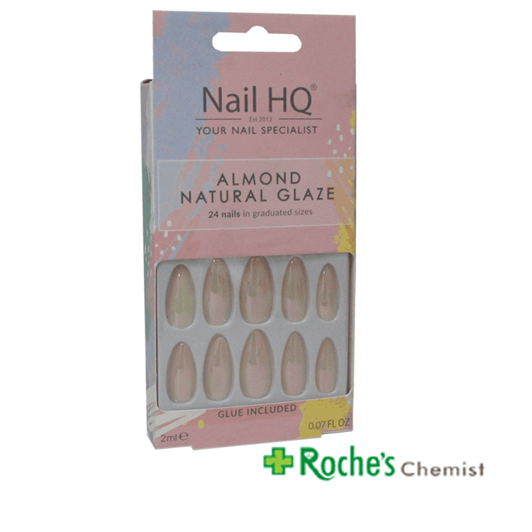 Nail HQ Nails Almond Natural Glaze x 24