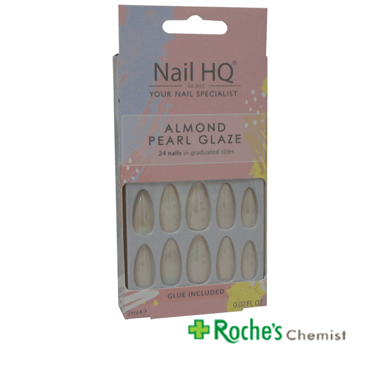 Nail HQ Nails Almond Pearl Glaze x 24