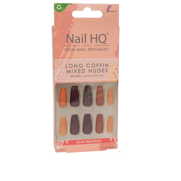 Nail HQ Nails Long Coffin Mixed Nudes x 24