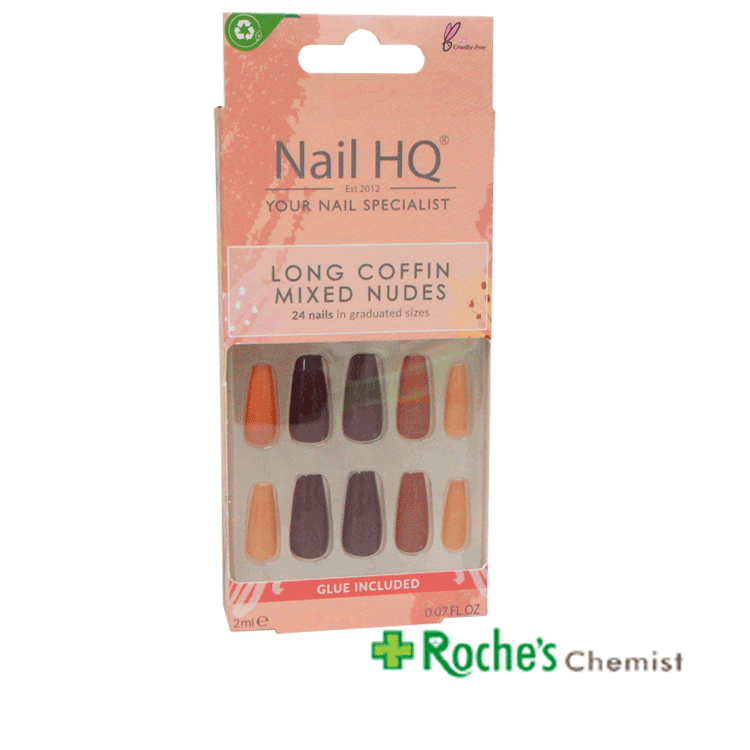 Nail HQ Nails Long Coffin Mixed Nudes x 24