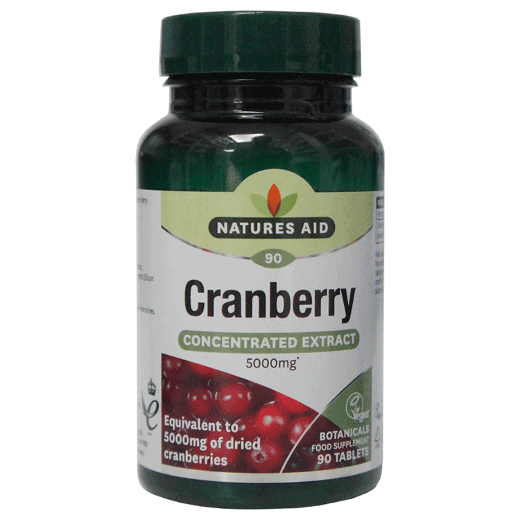 Extrait concentré de canneberge Natures Aid 5000 mg x 90 comprimés