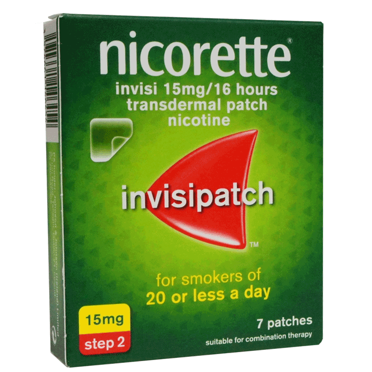 Nicorette Invisi 15mg x 7 Patches - Step 2 - For Smoking Cessation