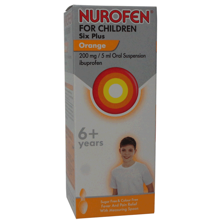 Nurofen for Children 6 years + - Orange Flavour - Ibuprofen 150ml With Spoon With or Without Digital Thermometer