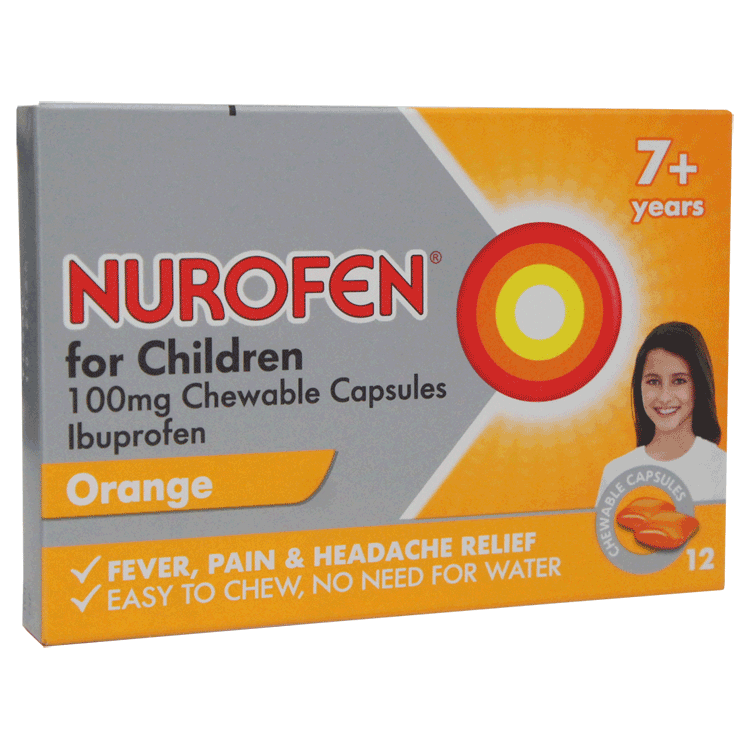 Nurofen for Children 7+ years 100mg chewable capsules x 12