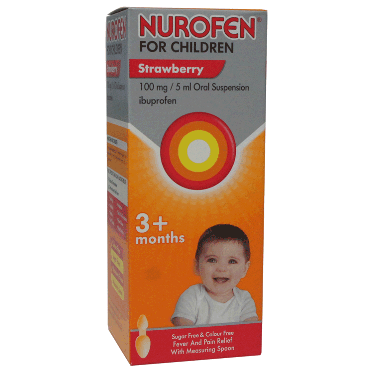 Nurofen für Kinder ab 3 Monaten – Erdbeergeschmack – Ibuprofen-Suspension 200 ml