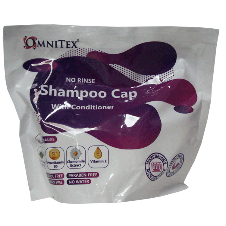 Omnitex No Rinse Shampoo Cap x 1 - Single Use - Disposable Shampoo and conditioner cap