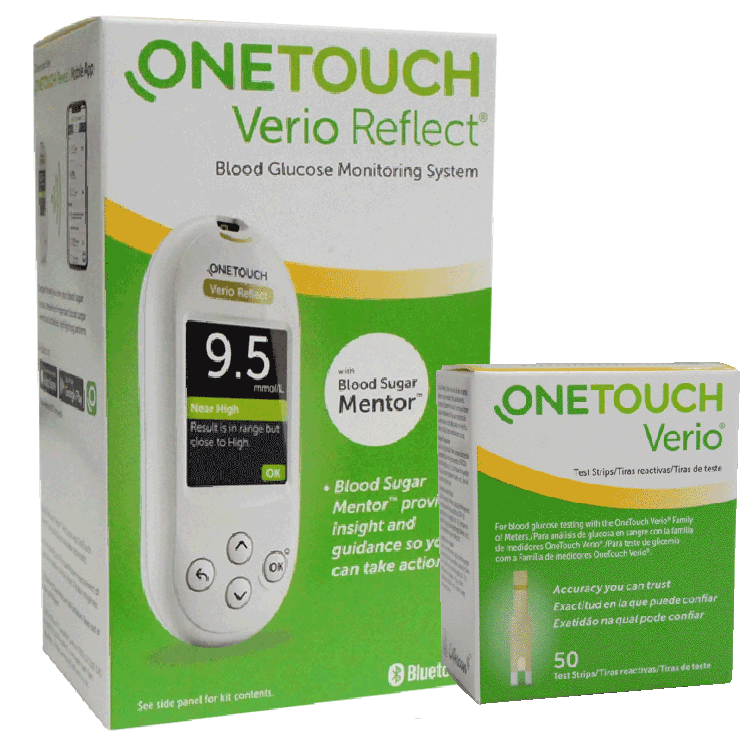 One Touch Verio Reflect + 1 x doos met 50 Verio-teststrips - voor bloedglucosemonitoring