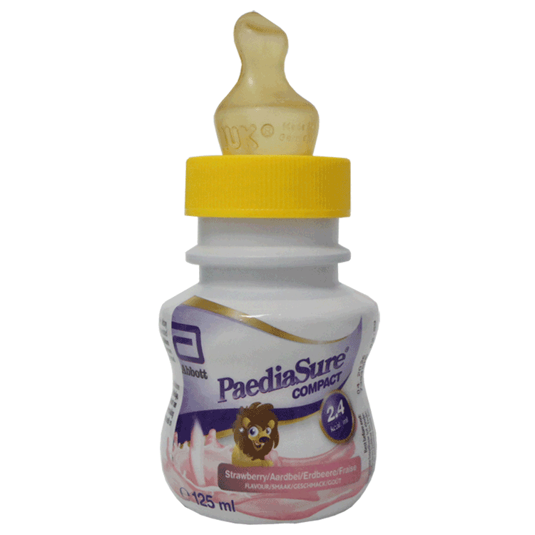 Paediasure Compact Strawberry x 4 + 4 Sterile Screw On Teats