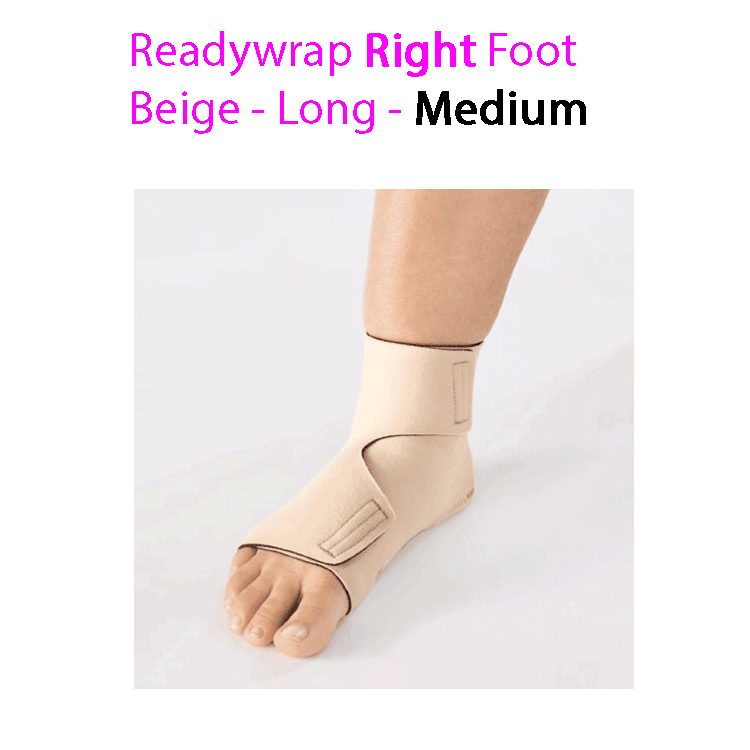 ReadyWrap RIGHT FOOT Adjustable Compression Garment with Velcro Straps for Chronic Oedema