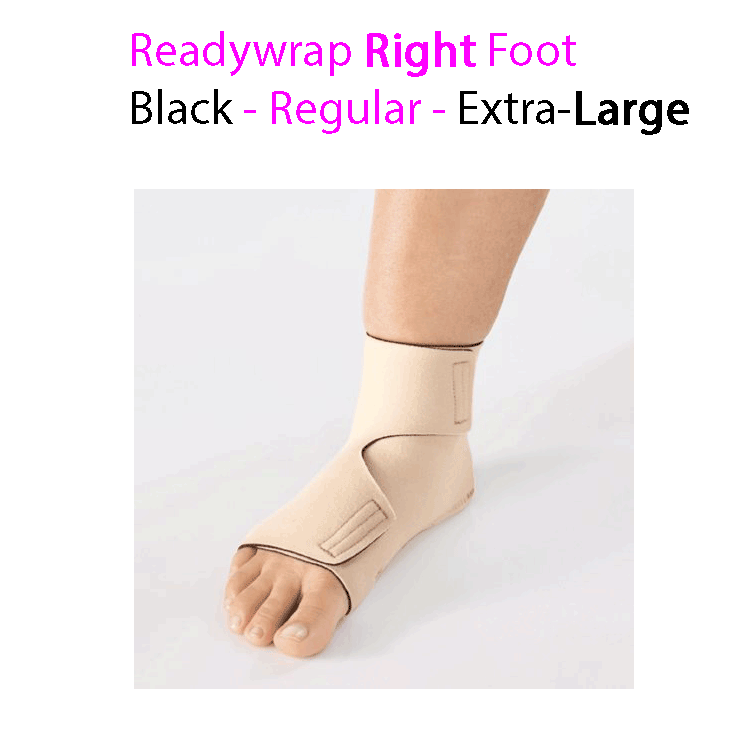 ReadyWrap RIGHT FOOT Adjustable Compression Garment with Velcro Straps for Chronic Oedema