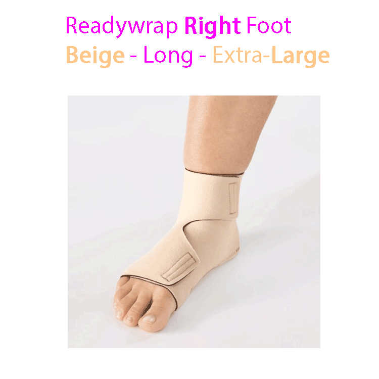 ReadyWrap RIGHT FOOT Adjustable Compression Garment with Velcro Straps for Chronic Oedema