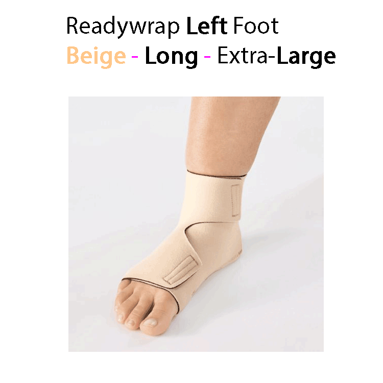 ReadyWrap LEFT FOOT Verstellbares Kompressionskleidungsstück mit Klettverschlüssen für chronische Ödeme