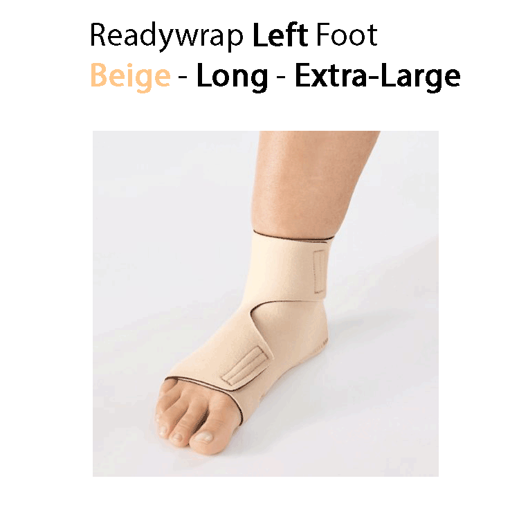 ReadyWrap LEFT FOOT Verstellbares Kompressionskleidungsstück mit Klettverschlüssen für chronische Ödeme