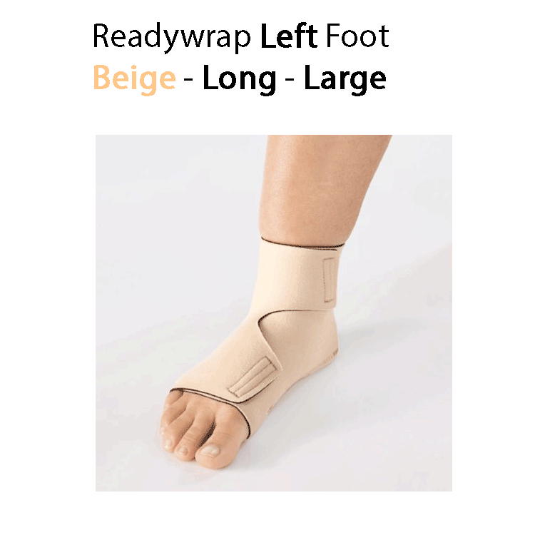 ReadyWrap LEFT FOOT Verstellbares Kompressionskleidungsstück mit Klettverschlüssen für chronische Ödeme