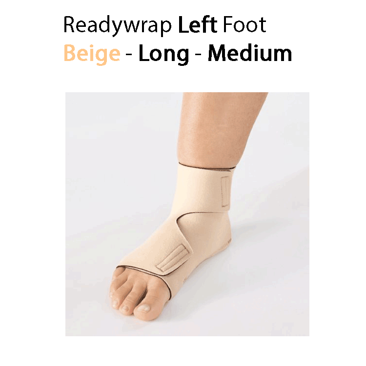 ReadyWrap LEFT FOOT Verstellbares Kompressionskleidungsstück mit Klettverschlüssen für chronische Ödeme