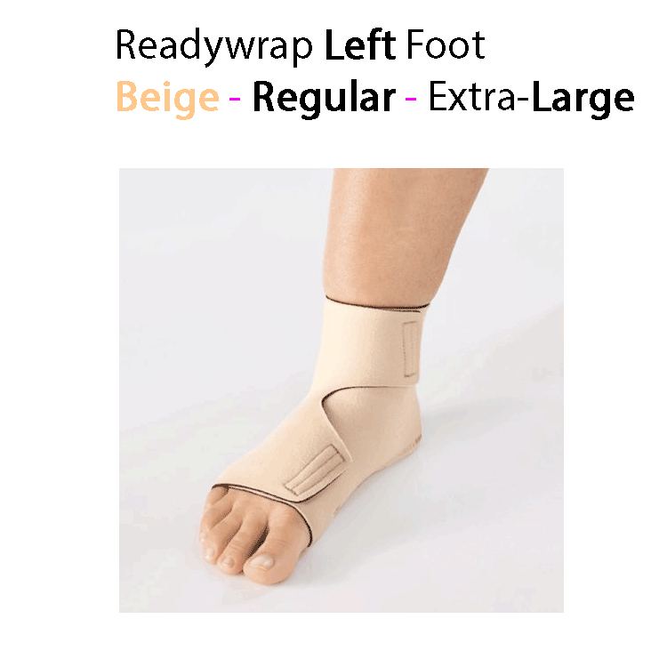 ReadyWrap LEFT FOOT Verstellbares Kompressionskleidungsstück mit Klettverschlüssen für chronische Ödeme