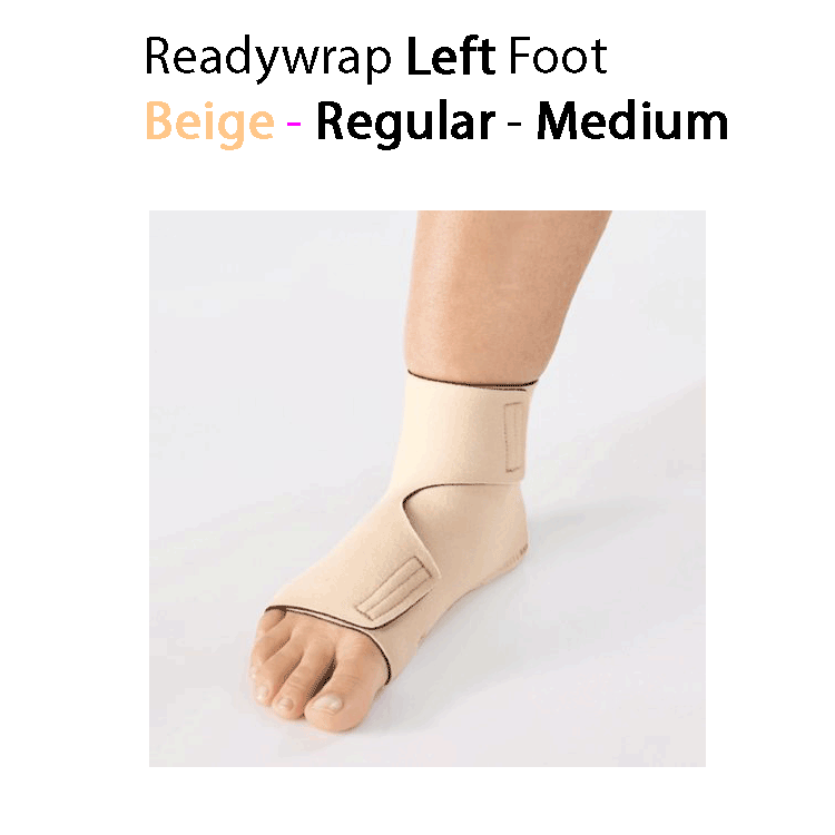 ReadyWrap LEFT FOOT Verstellbares Kompressionskleidungsstück mit Klettverschlüssen für chronische Ödeme