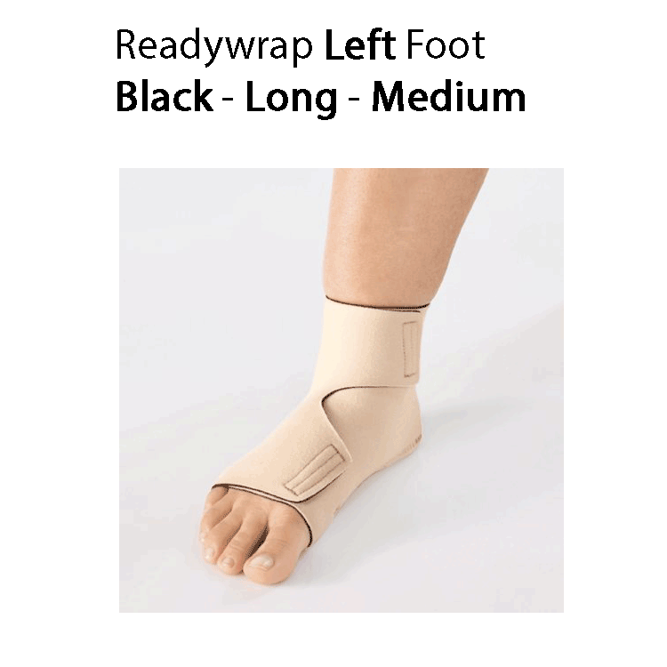 ReadyWrap LEFT FOOT Verstellbares Kompressionskleidungsstück mit Klettverschlüssen für chronische Ödeme