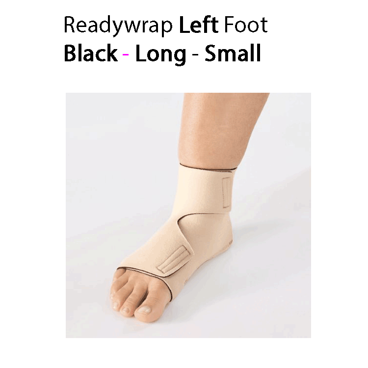 ReadyWrap LEFT FOOT Verstellbares Kompressionskleidungsstück mit Klettverschlüssen für chronische Ödeme