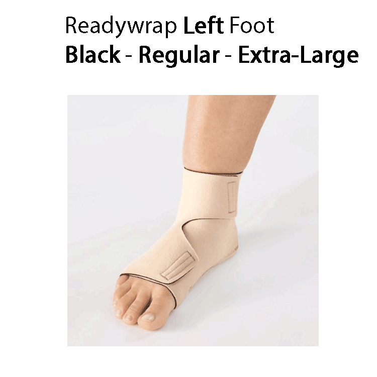 ReadyWrap LEFT FOOT Verstellbares Kompressionskleidungsstück mit Klettverschlüssen für chronische Ödeme