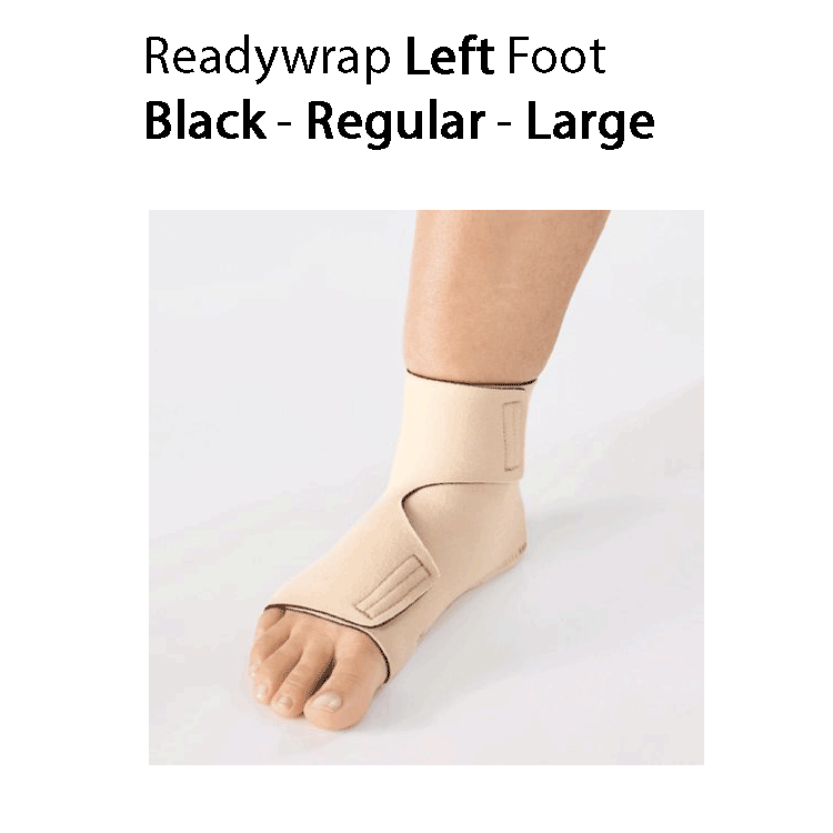 ReadyWrap LEFT FOOT Verstellbares Kompressionskleidungsstück mit Klettverschlüssen für chronische Ödeme