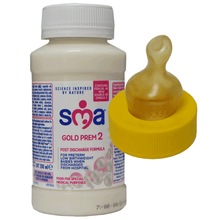 SMA Gold Prem Ready to Use 200ml Large x 4  + 4 Yellow Neck SMA Teats