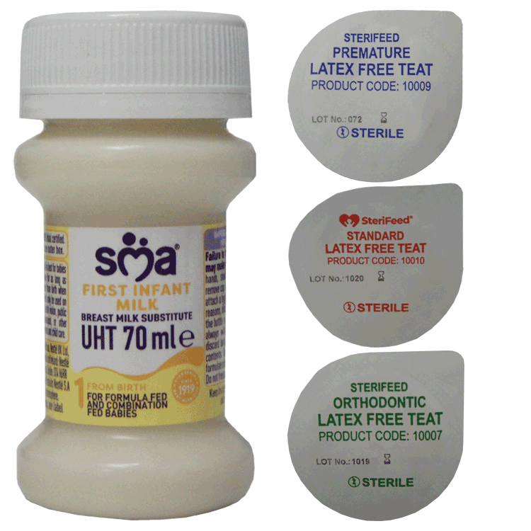 SMA PRO First prêt à l'emploi 70 ml x 32 + tétines stériles Sterifeed x 32 (3 types)