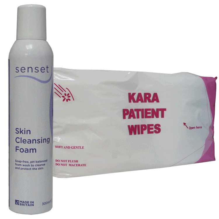Lotion Nettoyante Peau Senset 300 ml + Lingettes Patient Douces KARA x 100