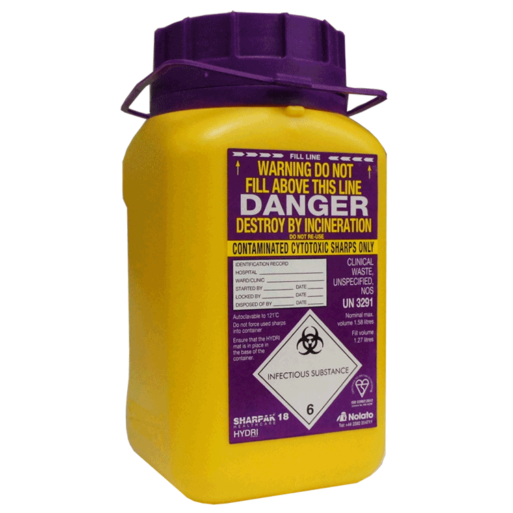 Boîte à aiguilles jaune de 1,58 litre pour aiguilles usagées