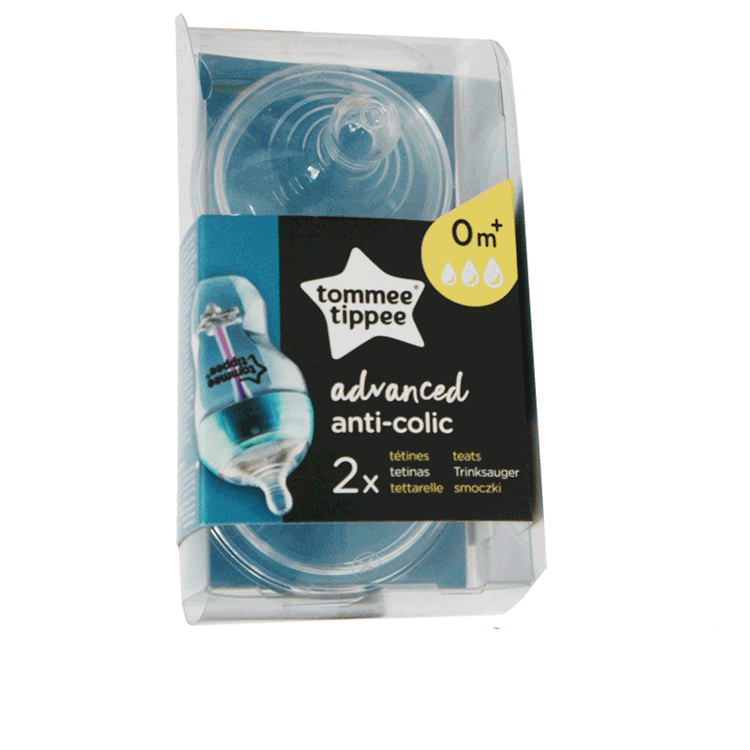 Tommee Tippee Advanced Anti -Kolik -Zitzen x 2 - für 0 Monate und 3 Monate plus