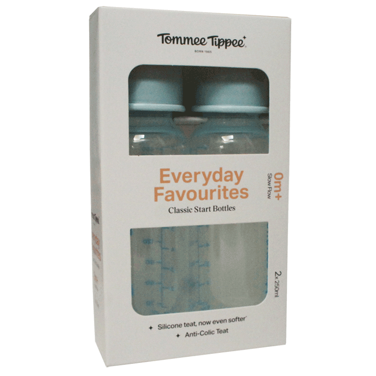 Tommee Tippee dekorierte Flaschen 3 m + 250 ml x 2 + 24 sterile SMA-Einwegsauger