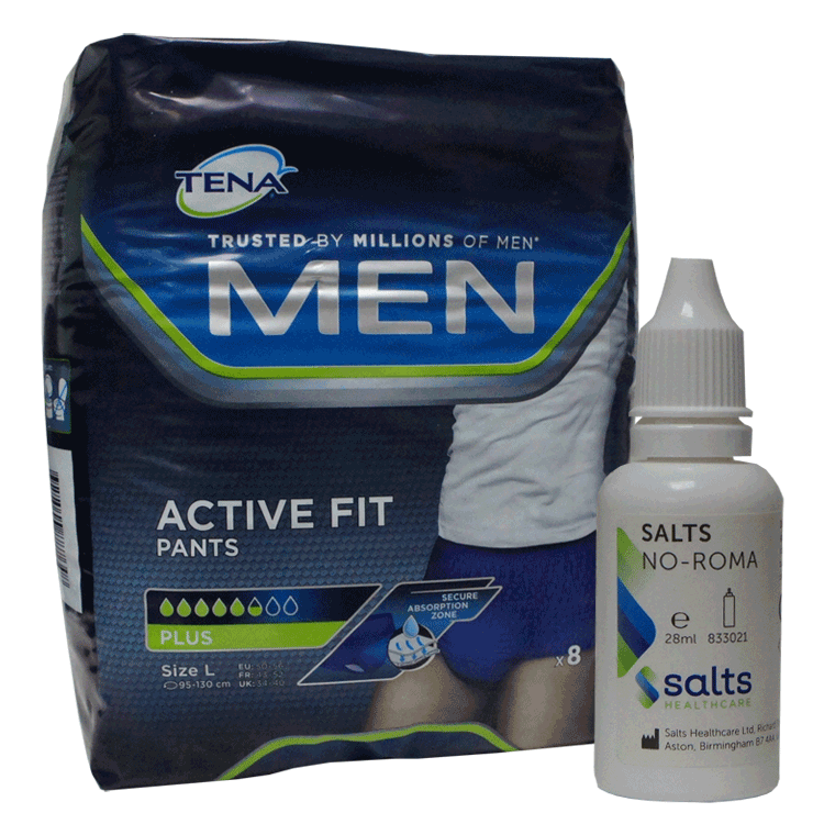 Tena voor Heren Actieve fit broek - 2 maten - Pull-ups - Met zouten No-Roma Deodorant 28ml