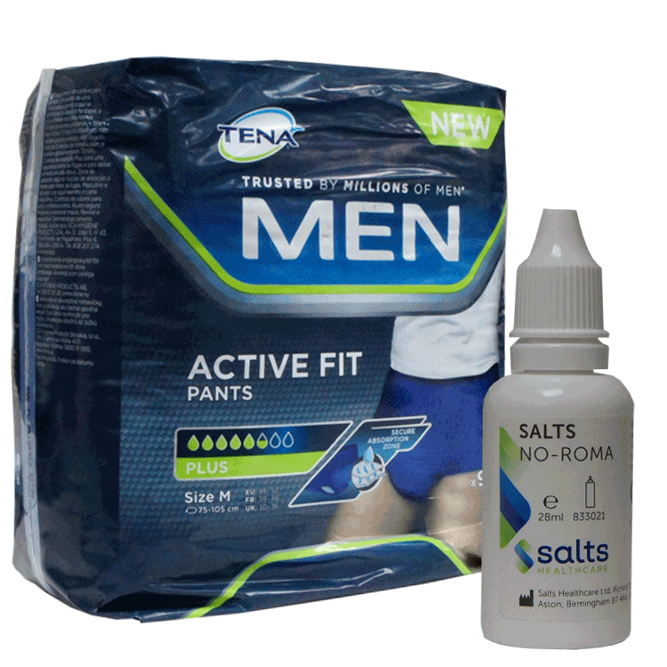 Tena voor Heren Actieve fit broek - 2 maten - Pull-ups - Met zouten No-Roma Deodorant 28ml