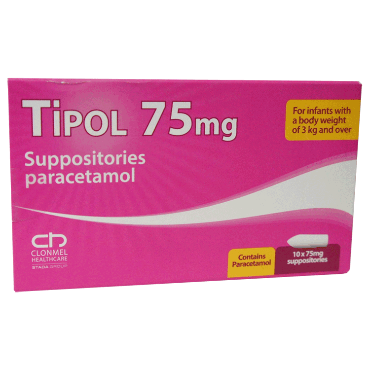 Tipol Paracetamol Suppositories 75mg x 10 - For infants weighing over 3Kg