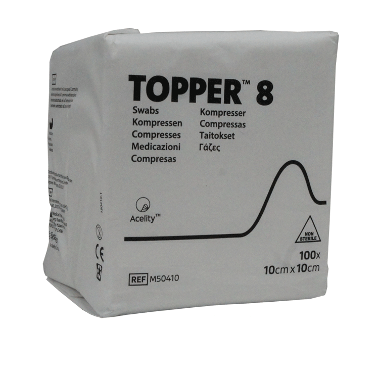 Topper 8 Swabs 10cm x 10cm x 100 Non Sterile