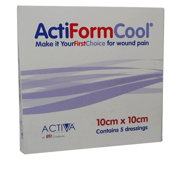 Actiform Cool Hydrogel Dressings - 10cm x 10cm x 5 Dressings  - For reducing wound pain