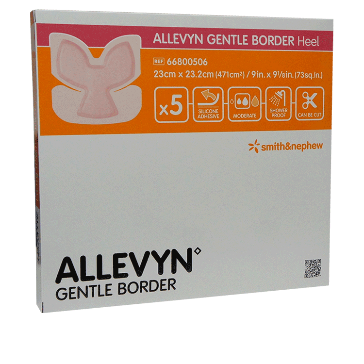Allevyn Gentle Border Heel 23cm x 23.2cm x 5 - Adhesive Border
