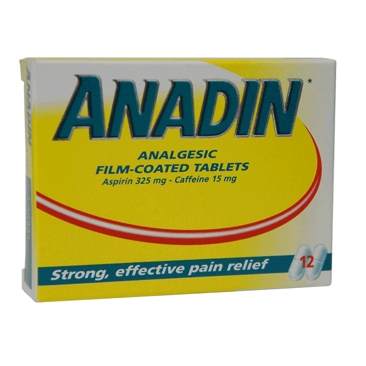 Comprimés d'aspirine pelliculés Anadin 325 mg x 12
