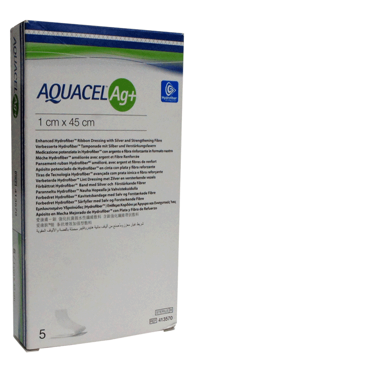Ruban Aquacel Ag+ Silver 1 cm x 45 cm x 5 pièces - Pour plaies infectées profondes