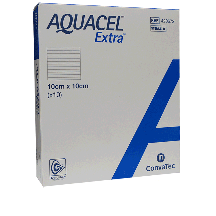 Pansements absorbants en hydrofibre Aquacel Extra 10 cm x 10 cm x 10