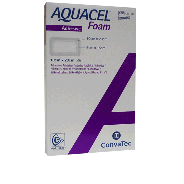Aquacel Foam 10cm x 20cm  x 5 dressings with Adhesive Border Ref 421150