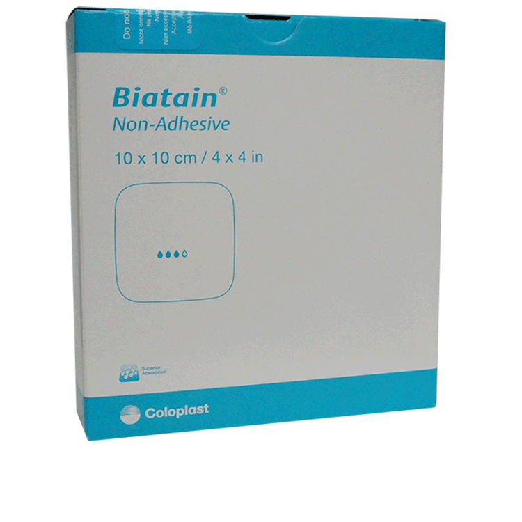 Biatain Non Adhesive 10cm x 10cm x 10 dressings - Absorbant Polyurethane Foam Dressings
