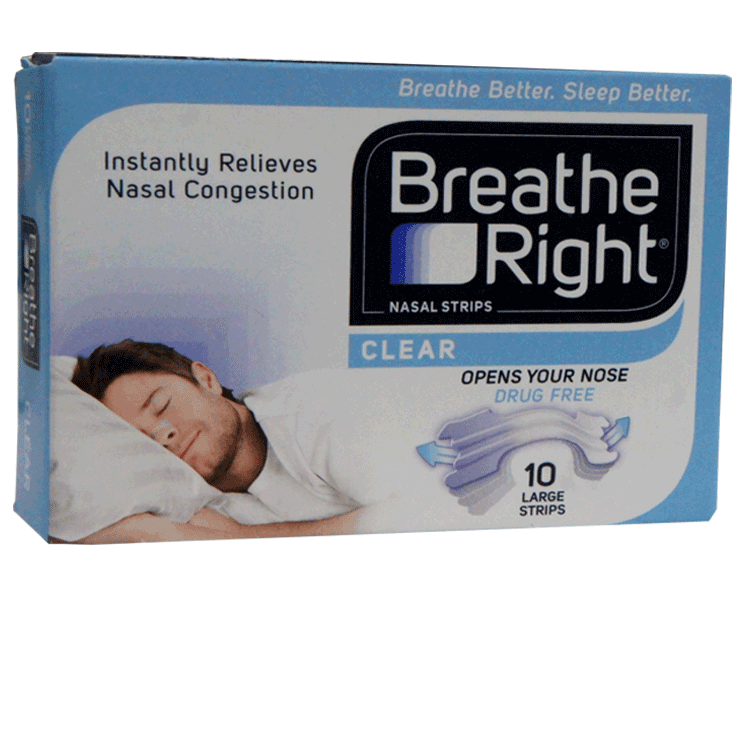 Breathe Right 10 Clear Strips -  For Snoring - 2 Sizes