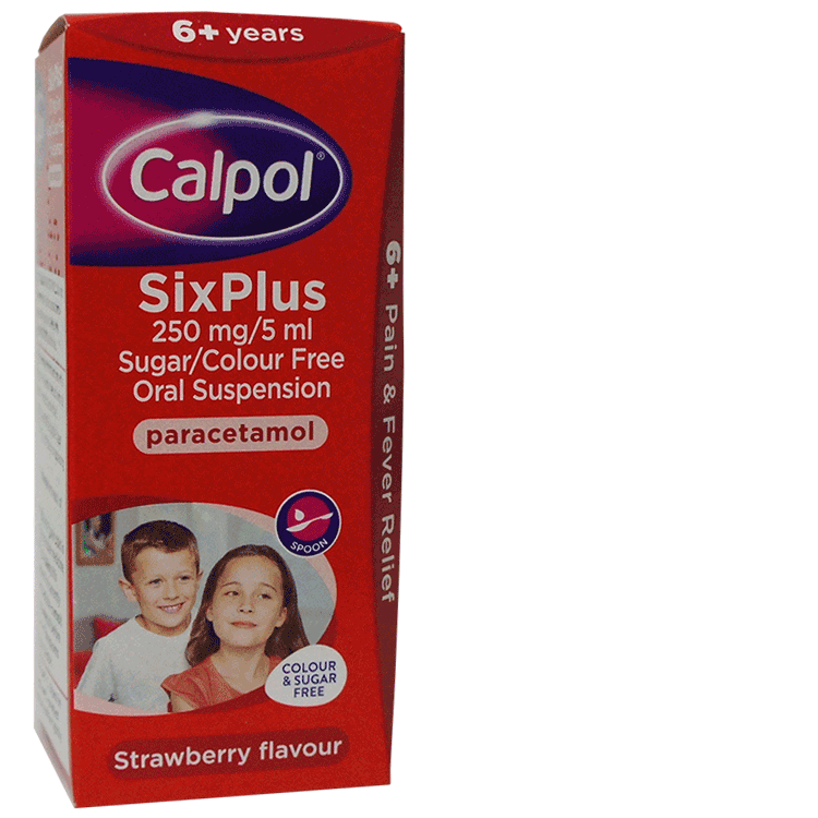 Calpol Types Calpol Six Plus Oral Suspension 250mg/5ml 140ml - Strawberry Flavour W ...
